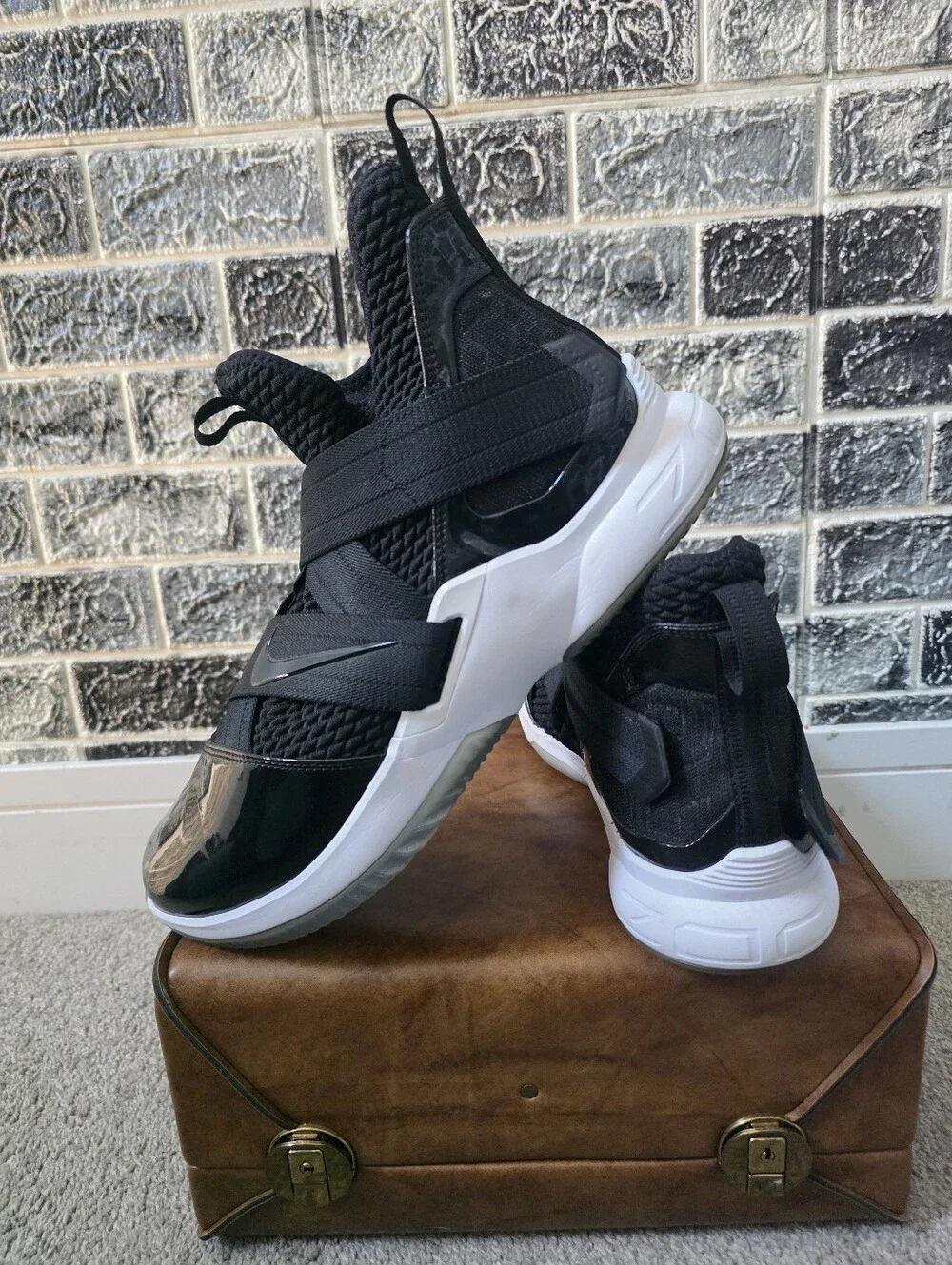 Nike LeBron Solid XII SFG Men's Black High-Top Athletic Sneakers Size 14
